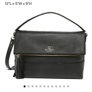 New Kate Spade Large Crossbody Black Leather Bag